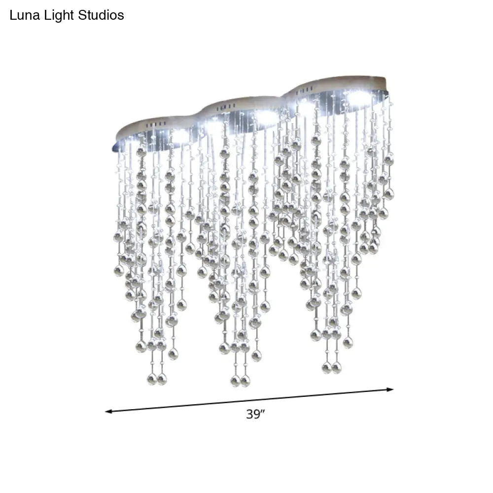 Modern Led Gold Flush Mount Raindrop Crystal Ceiling Lamp For Living Room
