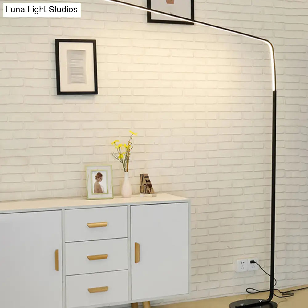 Modern Metal Linear Floor Lighting With Foot Switch - Sleek Led Standing Light