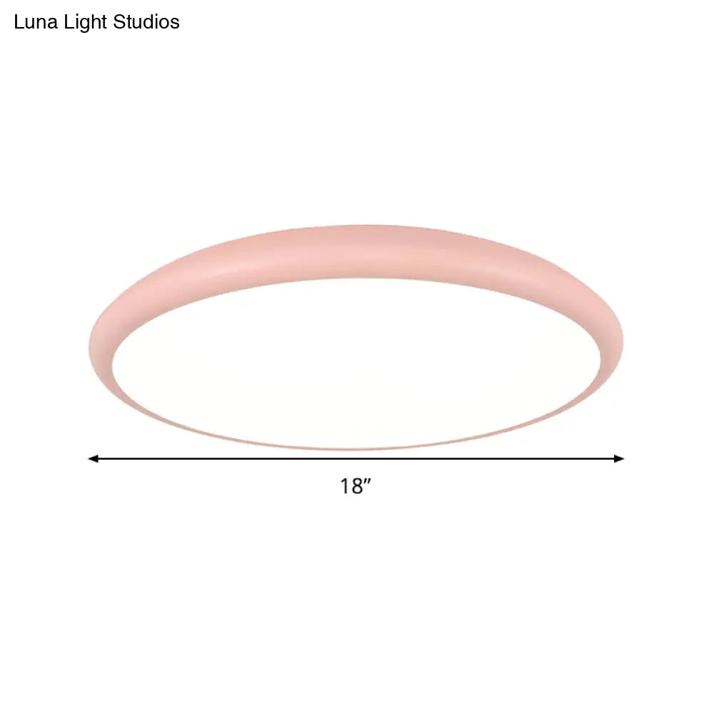 Modern Pink Led Ceiling Mounted Fixture Round Acrylic Flush Mount Light In Warm & White