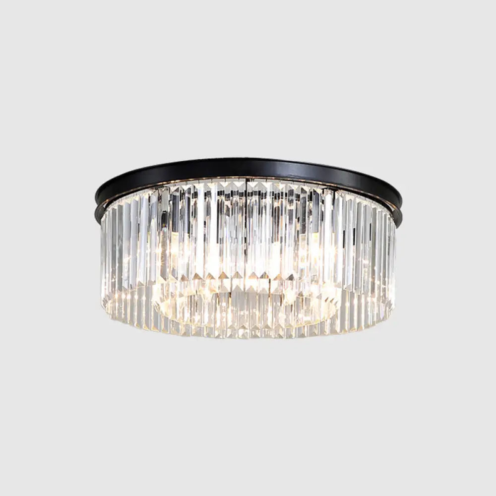 Modern Prismatic Crystal Flush Mount Ceiling Light For Living Room 12 / Black