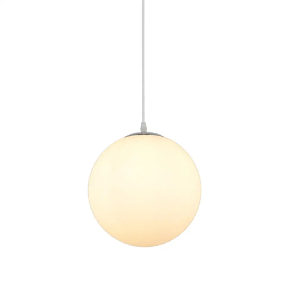Modern Simple White Glass Round Ceiling Light For Restaurants - 1 Fixture / 8