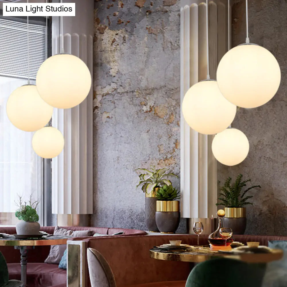 Modern Simple White Glass Round Ceiling Light For Restaurants - 1 Fixture