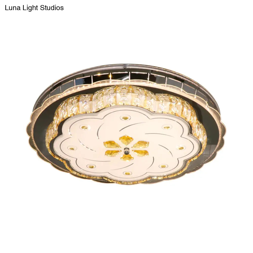 Modern Stainless - Steel Ceiling Light With Cut Crystal Blocks And Led Lighting Fixture