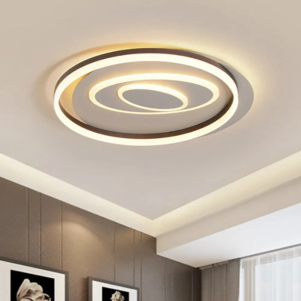 Modernist Ring Semi Flush Mount Metal LED Ceiling Fixture for Bedroom ...