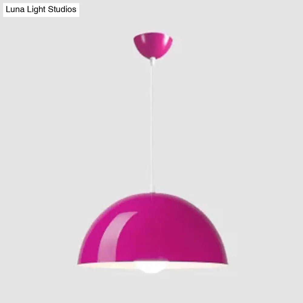 Nordic Aluminum Dome Hanging Light - 1 Suspension For Dining Room (Black/White/Red 12/14/16) Purple