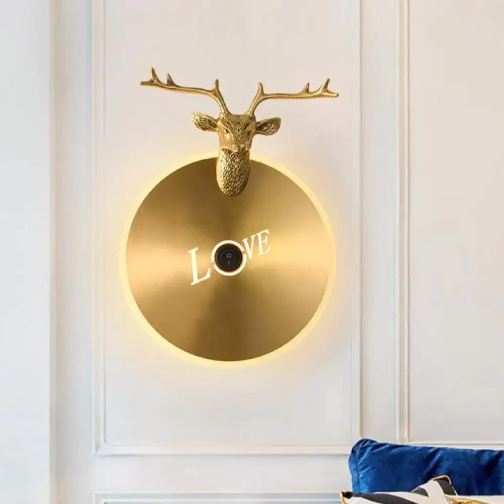 Nordic Antlers Bedroom Living Room Copper Wall Lamp Copper Wall Lamps