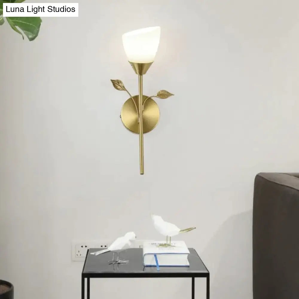 Nordic Flower Living Room Stairs Bedroom Bedside Copper Wall Lamp Copper Wall Lamps