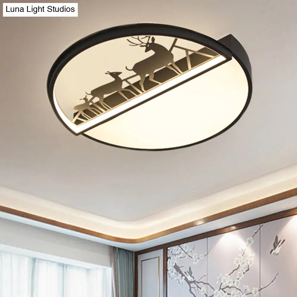 Nordic Led Ceiling Light With Deer Silhouette In 3 Colors