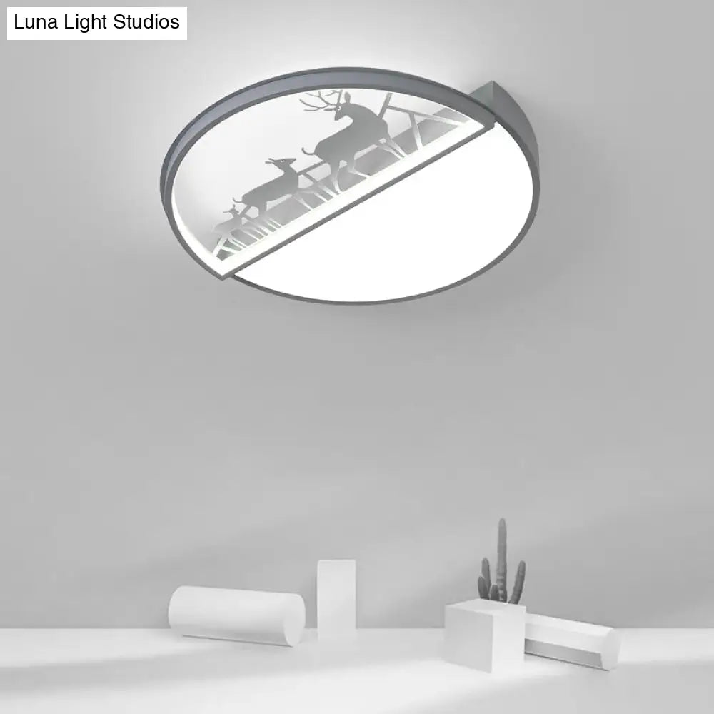 Nordic Led Ceiling Light With Deer Silhouette In 3 Colors