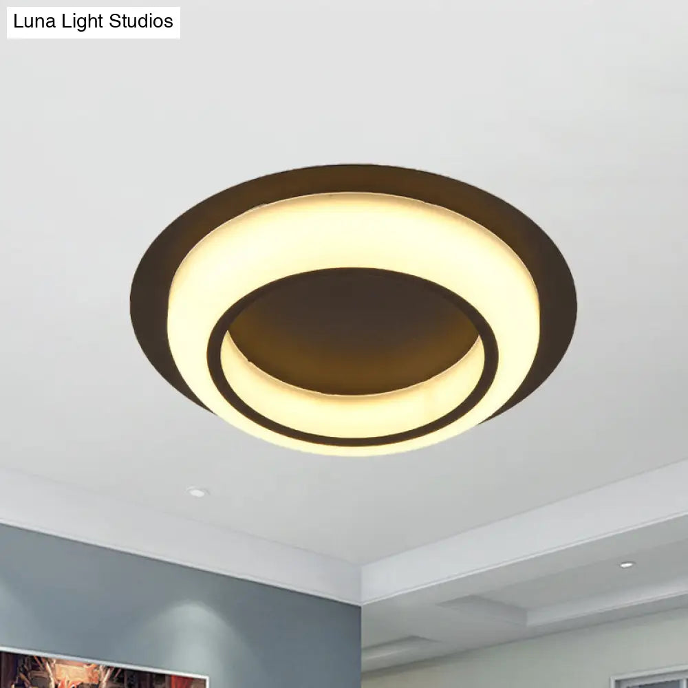 Nordic Led Circle Ceiling Light In Acrylic - Sleek Flush Mount For Bedroom
