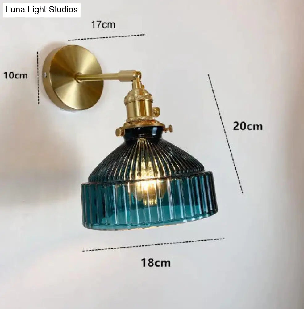 Nordic Literature And Art Fresh Bedroom Glass Brass Copper Wall Lamp Dark Green / No Light Source