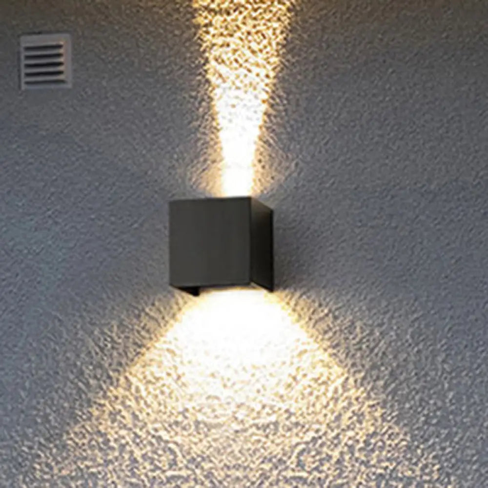 Nordic Metal Black Wall Lamp: Cube/Triangle/Cylinder Led Sconce For Outdoor / A