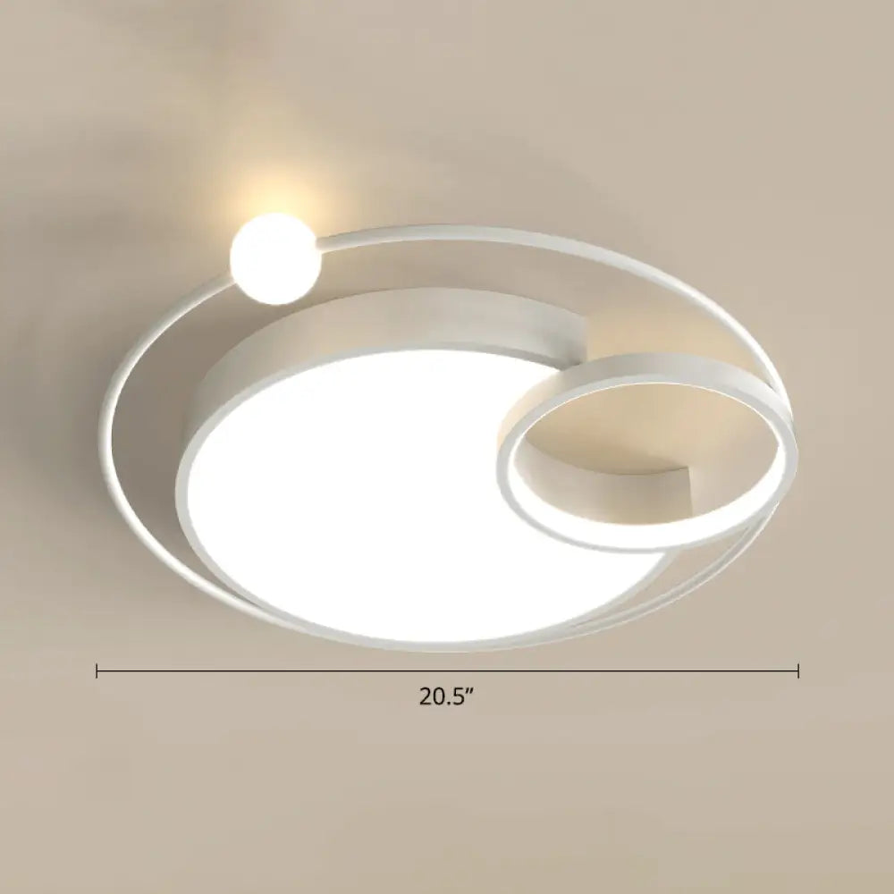 Nordic Moon Led Metal Ceiling Light For Bedroom White / 20.5’