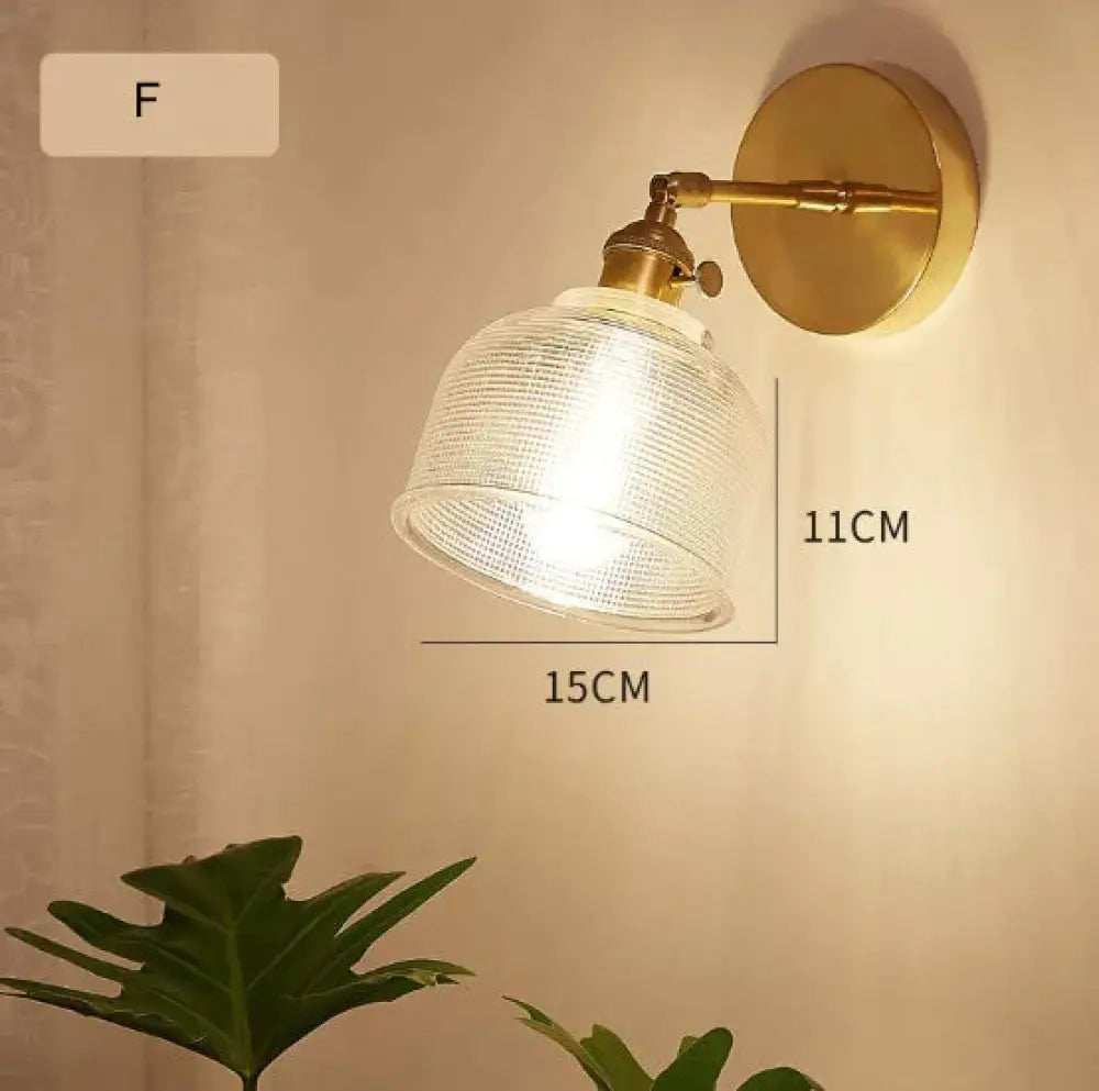 Nordic Retro Livingroom Bedroom Bedside Full Copper Wall Lamp F / No light bulb Copper Wall Lamps