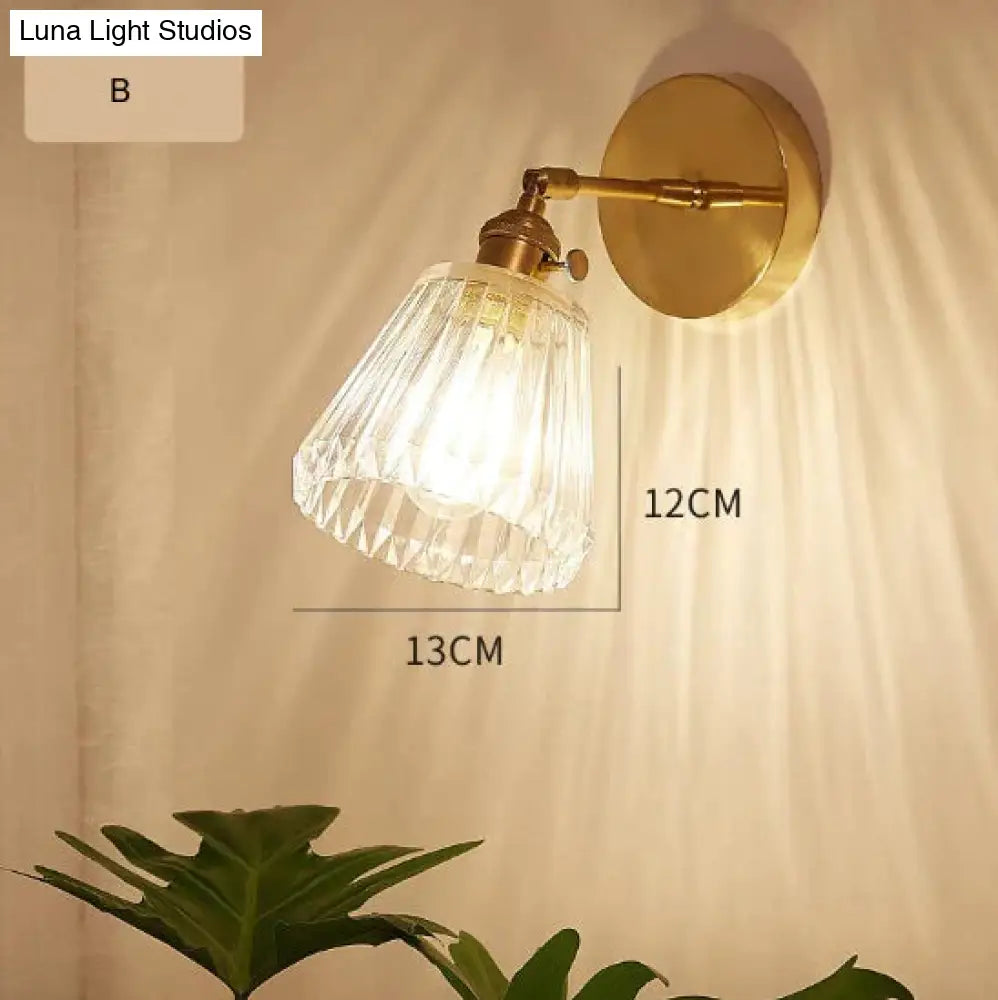 Nordic Retro Livingroom Bedroom Bedside Full Copper Wall Lamp B / No Light Bulb Copper Wall Lamps