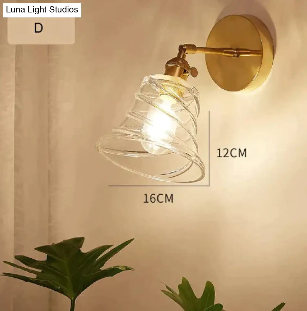 Nordic Retro Livingroom Bedroom Bedside Full Copper Wall Lamp D / No Light Bulb Copper Wall Lamps