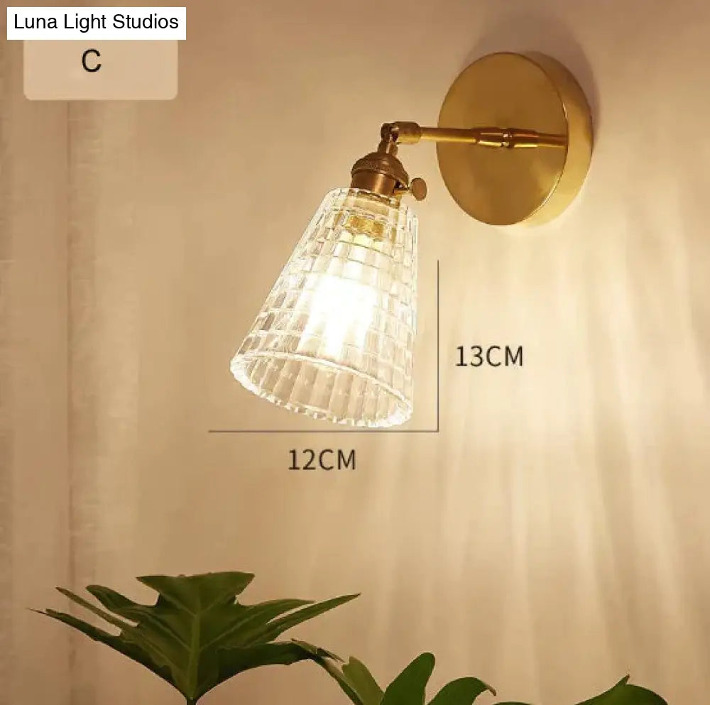 Nordic Retro Livingroom Bedroom Bedside Full Copper Wall Lamp C / No Light Bulb Copper Wall Lamps