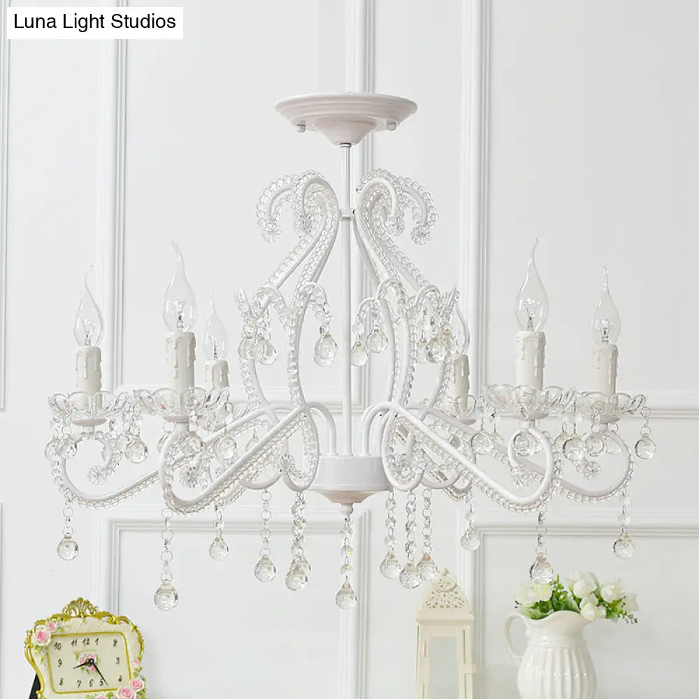 Nordic Style Crystal Chandelier For Girls Bedroom: Elegant Pendant Lighting With Candle Element