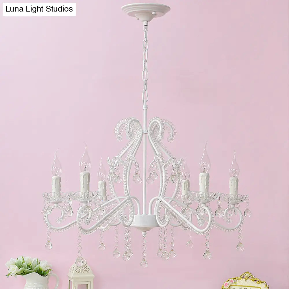 Nordic Style Crystal Chandelier For Girls Bedroom: Elegant Pendant Lighting With Candle Element