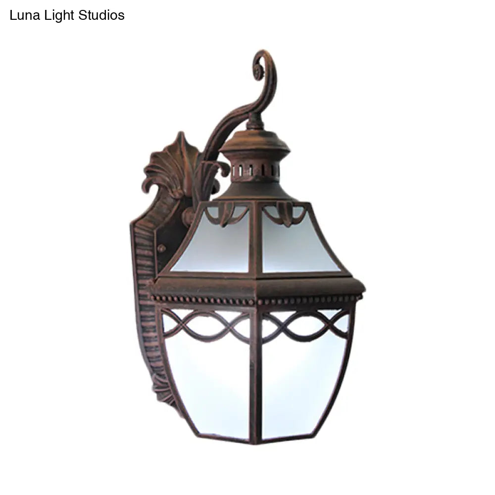 Opal Glass Wall Mounted Outdoor Lantern Sconce Lamp - Lodge Rust Design