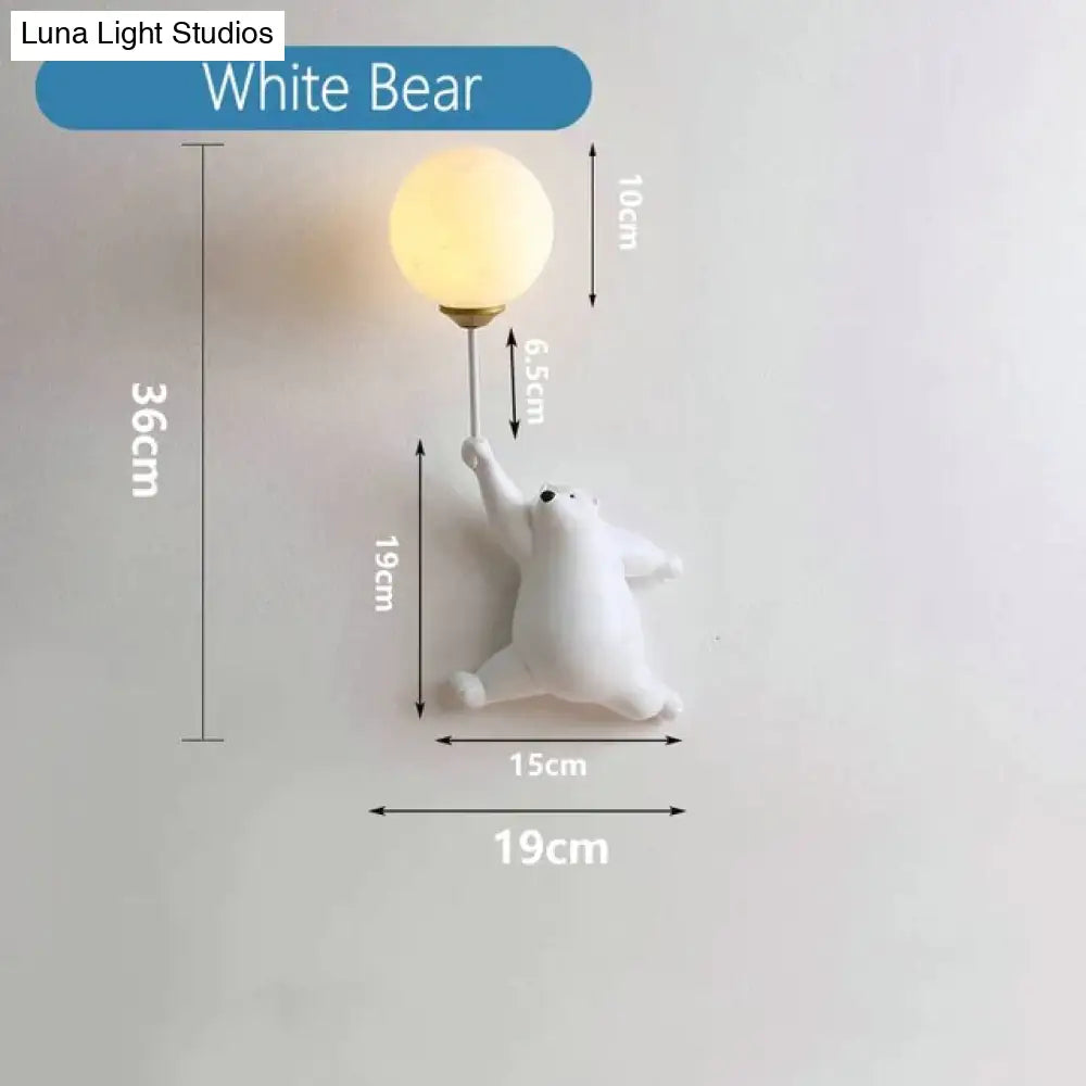 Pink Girl Wall Lamp For Princess Room Girls White Bear / Lamp