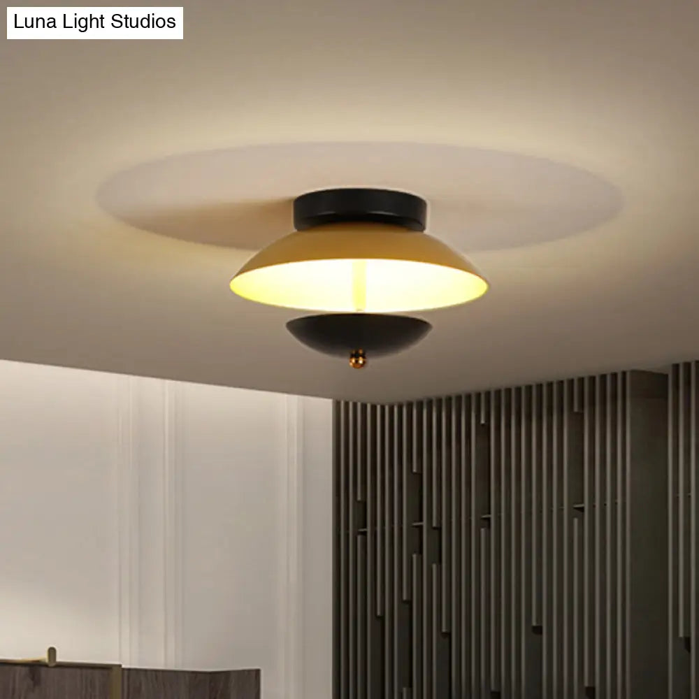 Plate - Shape Led Ceiling Light Fixture - Modern Metallic Flush Lamp For Hallways And Aisles In