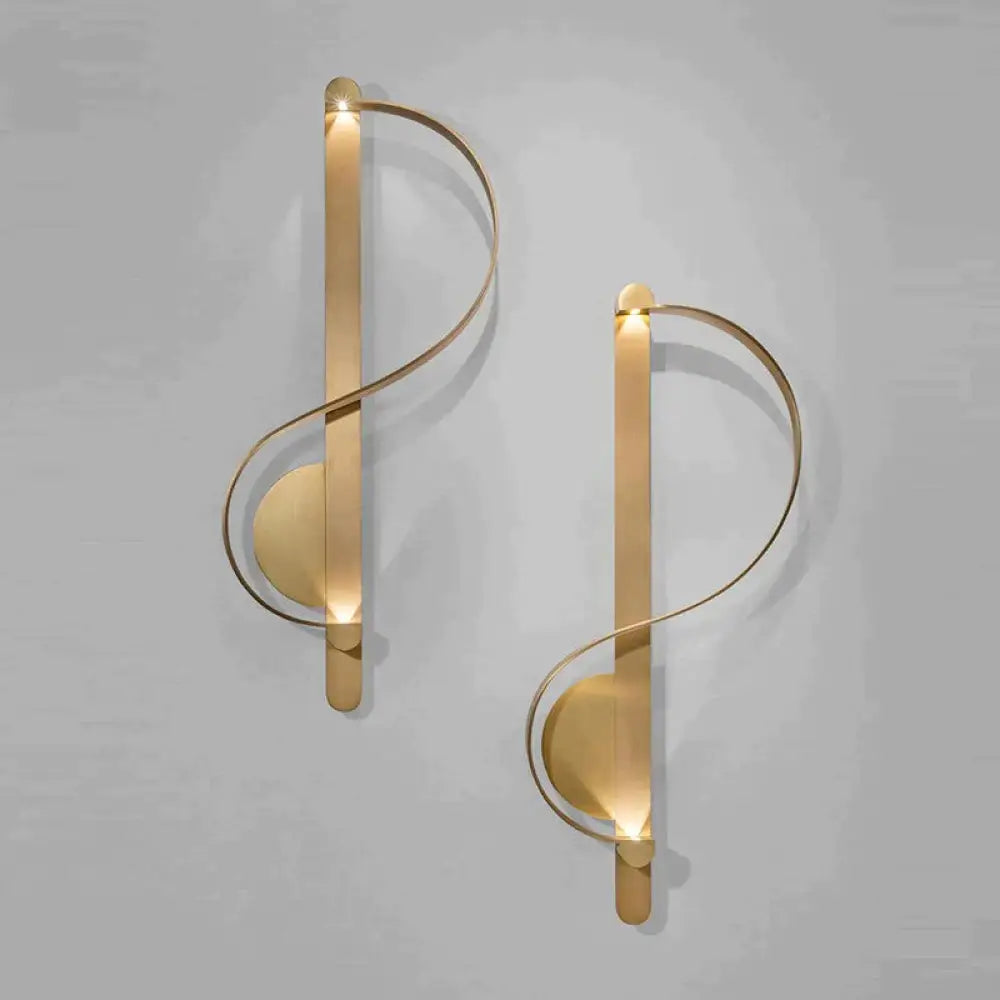Postmodern Minimalist Creative S-shaped Copper Wall Lamp Iron / Warm light Copper Wall Lamps