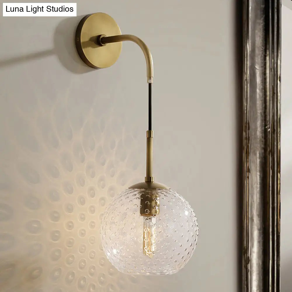Retro Glass Globe Wall Lamp: Pink/Yellow/Blue With Brass Finish