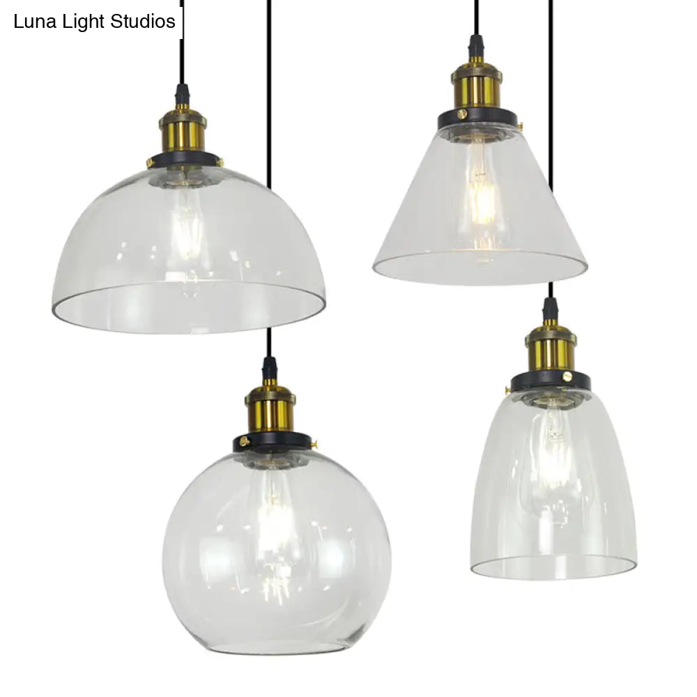 Retro Industrial Style Glass Ceiling Fixture - 1 Light For Restaurants
