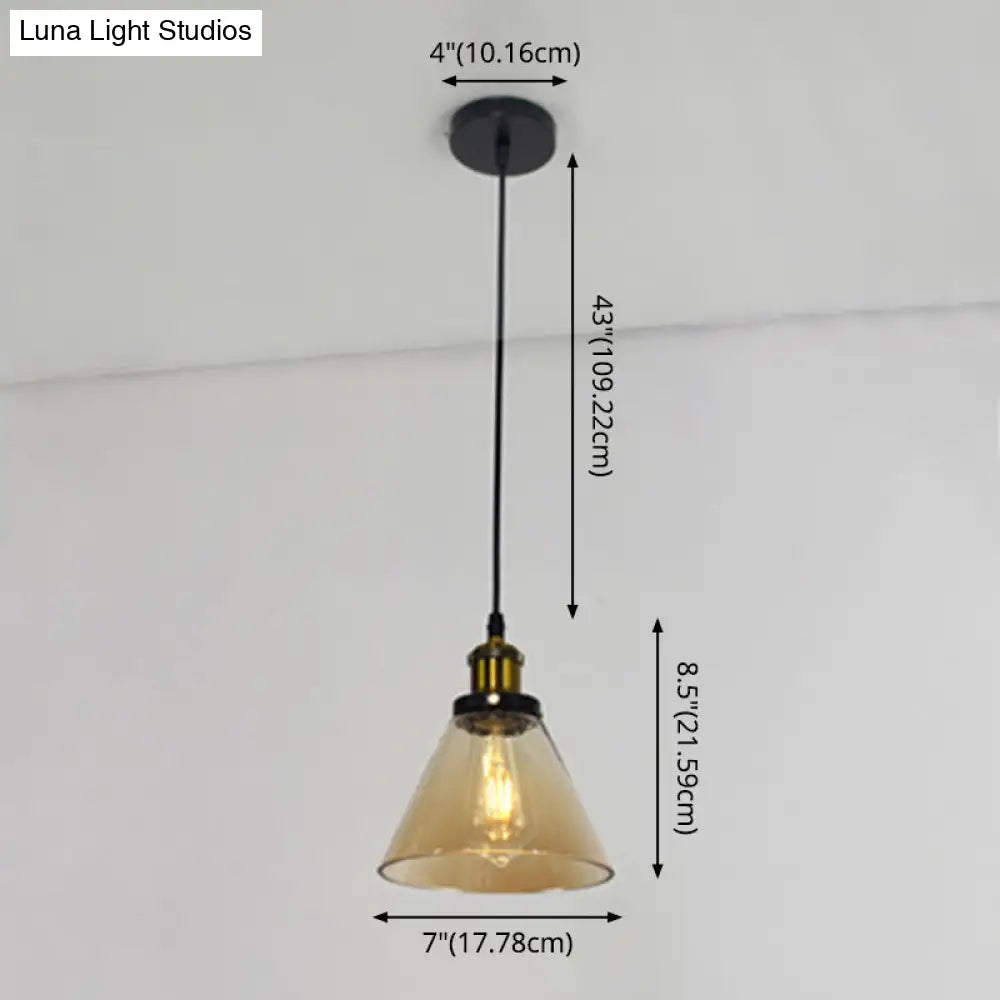 Retro Industrial Style Glass Ceiling Fixture - 1 Light For Restaurants