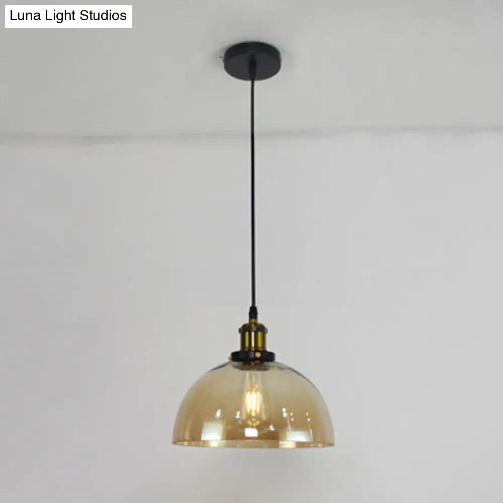 Retro Industrial Style Glass Ceiling Fixture - 1 Light For Restaurants