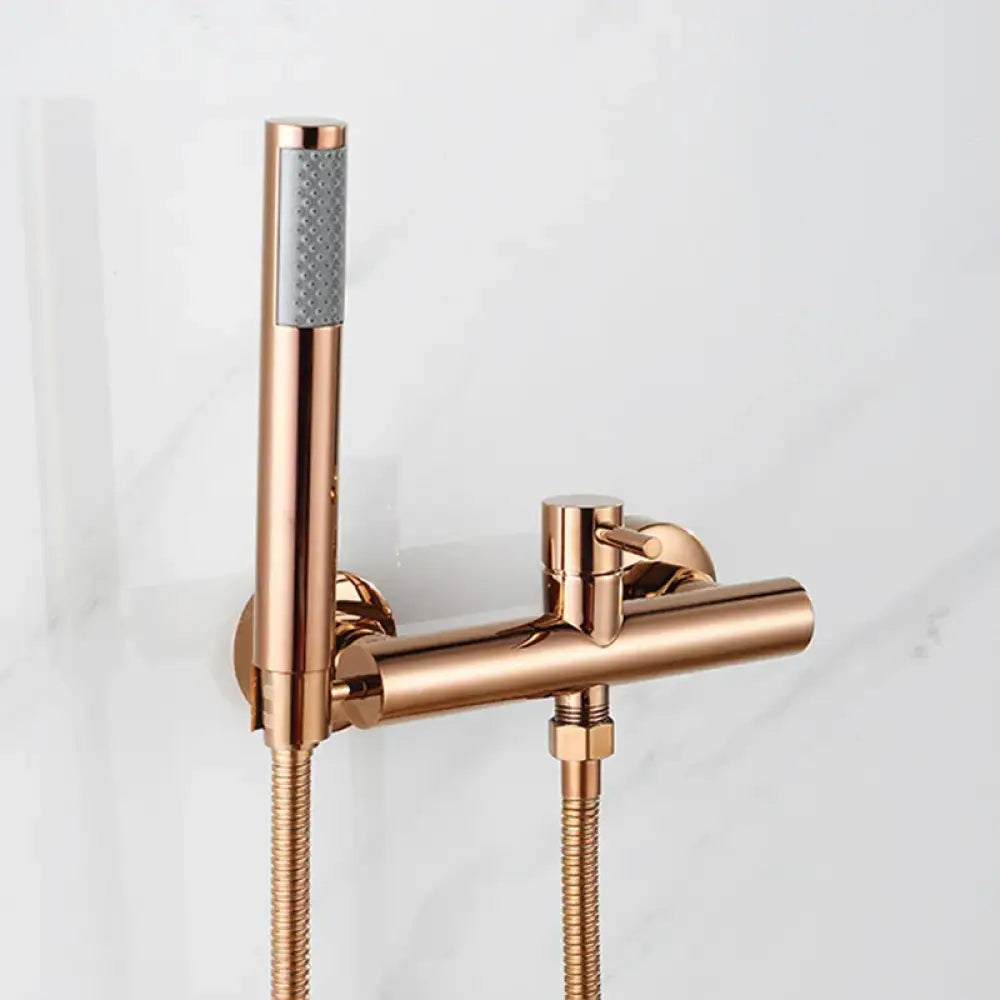 Rose Gold Bathroom Shower Faucet Set Wall Mounted Brush Gold Shower Faucet Black Bathroom Cold And Hot Bath And Shower