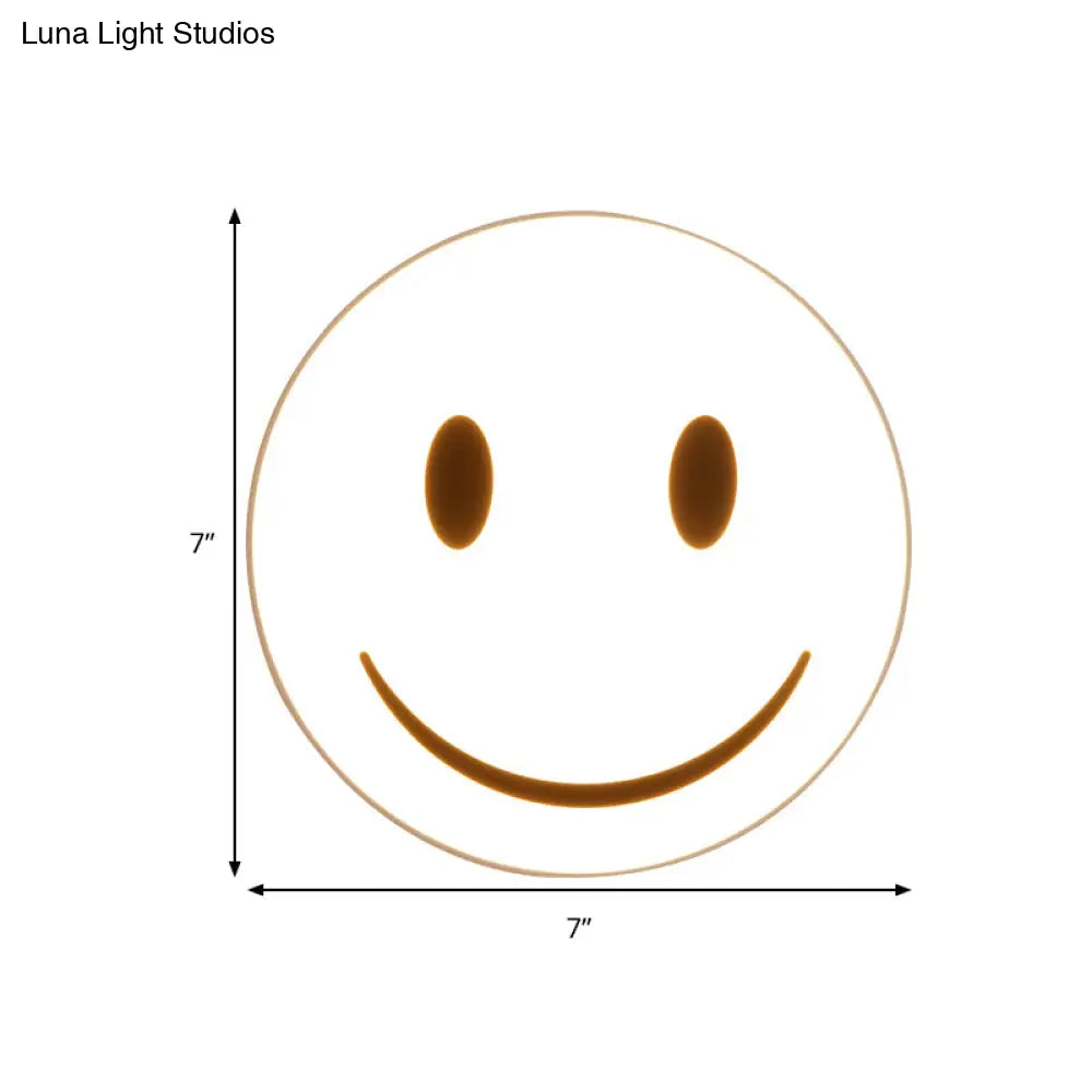 Round Flush Ceiling Light With Smile Emoji Led Flushmount Lamp And Acrylic Shade