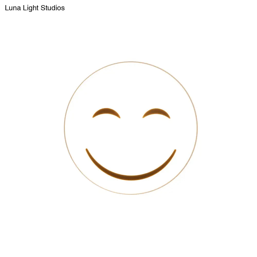 Round Flush Ceiling Light With Smile Emoji Led Flushmount Lamp And Acrylic Shade