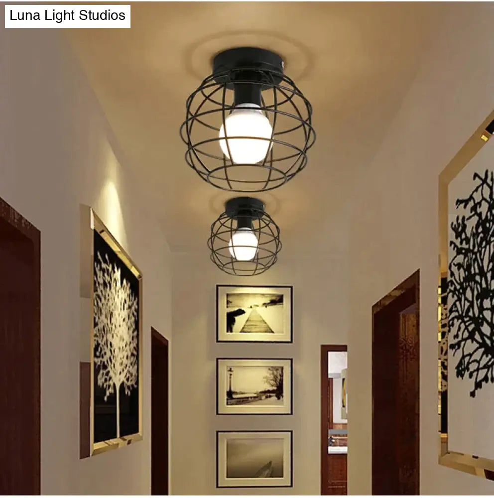 Scarlett Vintage Industrial Iron Cage Led Ceiling Lights Ceiling