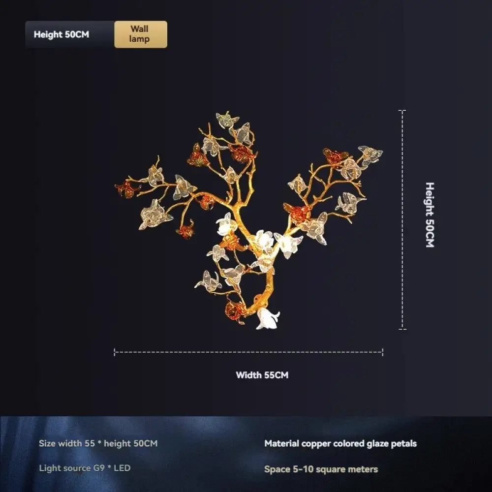 Selene Victorian Palm Crystal Chandelier Brass Pendant Light for Villa & Hotels Wall lamp / Neutral light chandelier