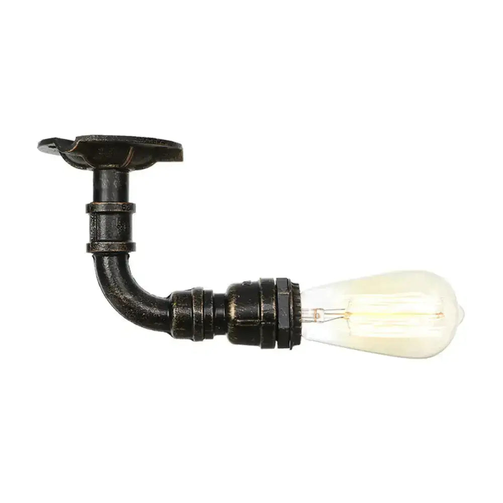 Semi Flush Vintage Aged Brass/Silver/Bronze Angle Pipe Ceiling Mount Light Fixture - 1 Antique