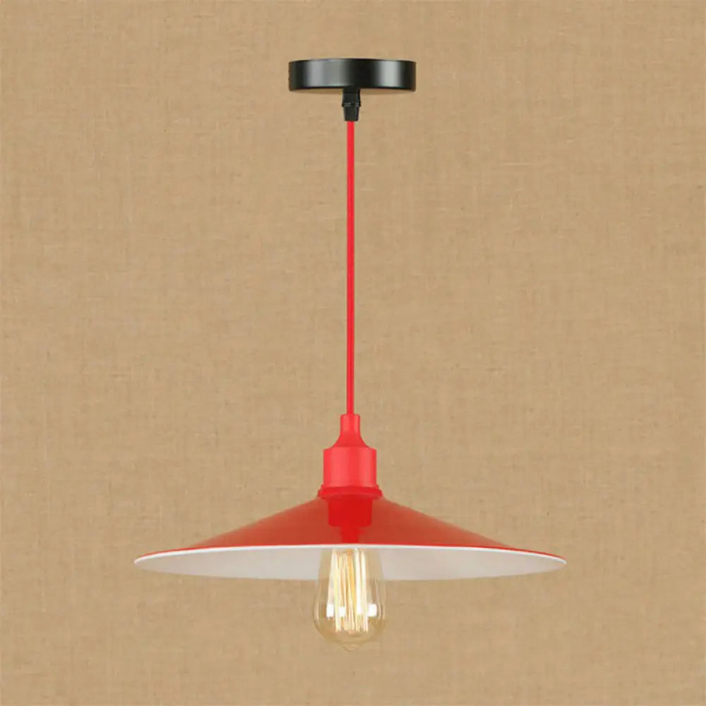 Sleek Red Metal Pendant Light For Living Room - 1 Or 3-Head Swag Design / A