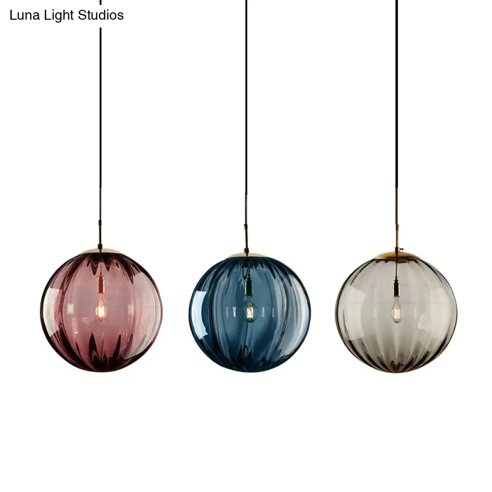 Sleek Ribbed Pendant Light: Modern Designer Hanging Lamp For Bedroom With 1 Light