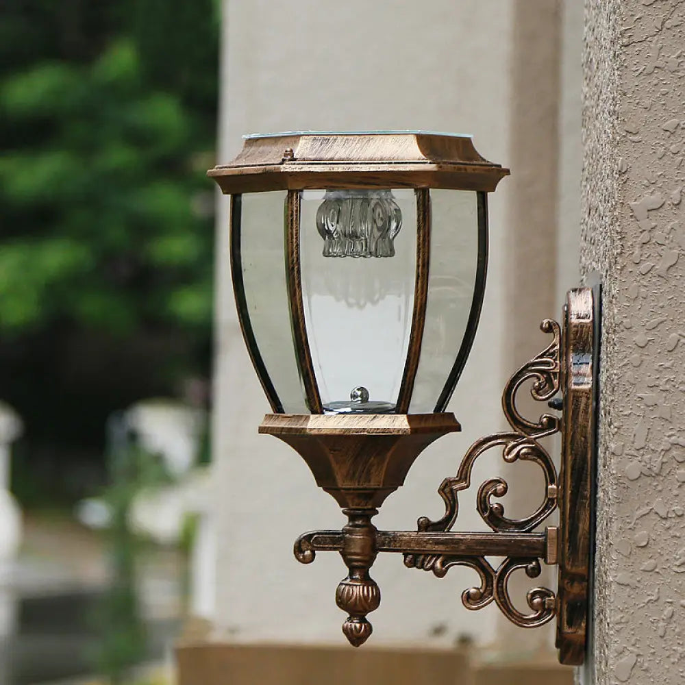 Solar Led Wall Lamp: Traditional Bell-Shaped Light Fixture For Backyard