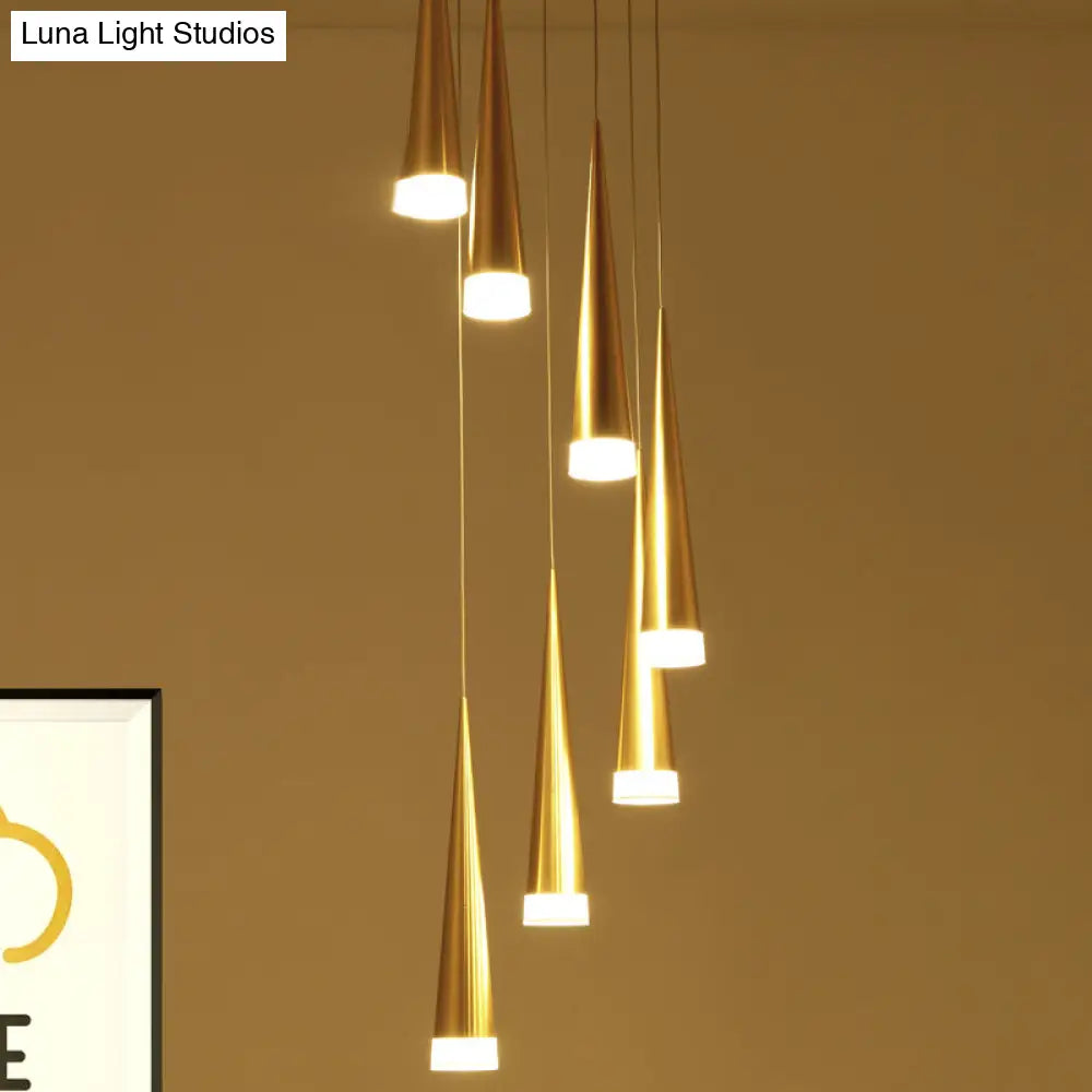 Tapered Hanging Lamp Kit: Simple Metal Black/Silver/Gold Pendant Light In Warm/White/Neutral