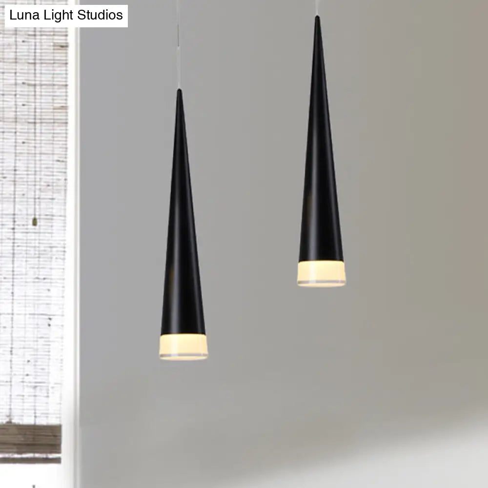 Tapered Hanging Lamp Kit: Simple Metal Black/Silver/Gold Pendant Light In Warm/White/Neutral