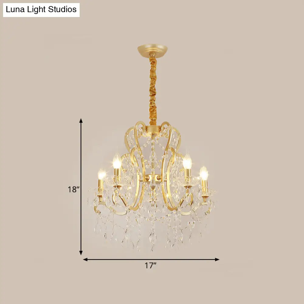 Traditional-Style Gold Crystal Chandelier - 4/6/8 Lights Living Room Hanging Light Fixture