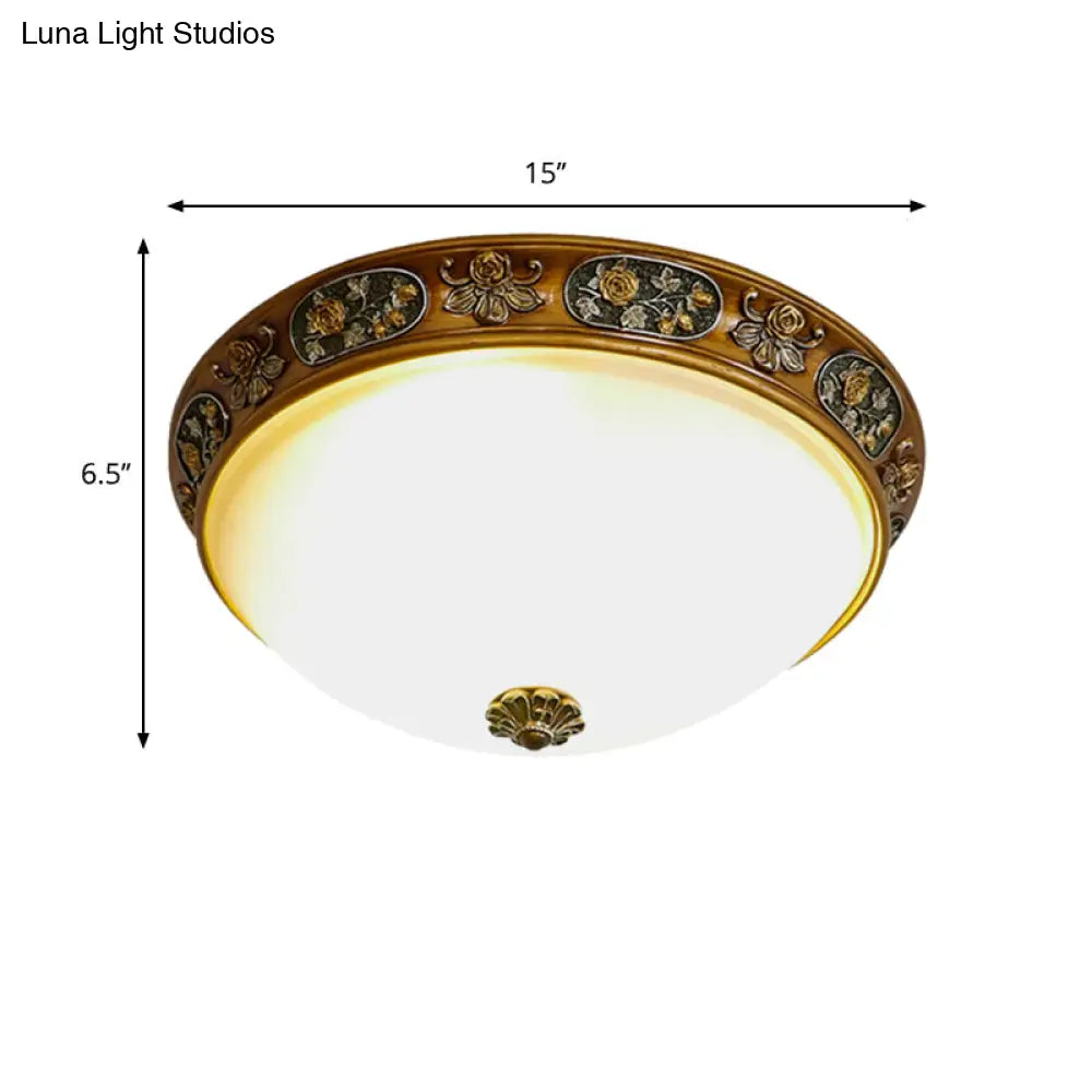 Traditional Wood Resin 3 - Head Flush Mount Ceiling Light For Hallway - 12’/15’/19’ Wide