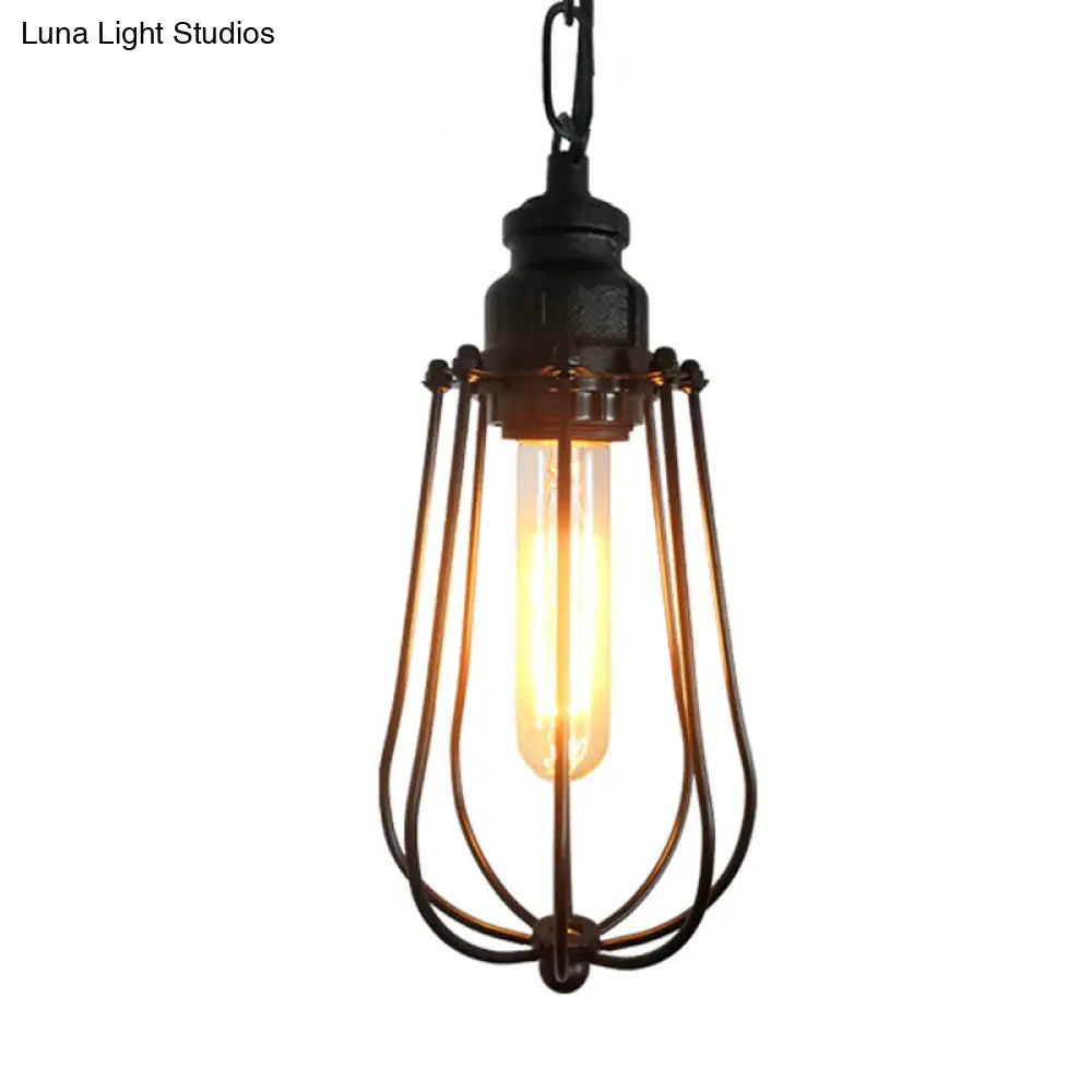 Vintage Black/Rust Pendant Bedroom Ceiling Light With Metal Shade