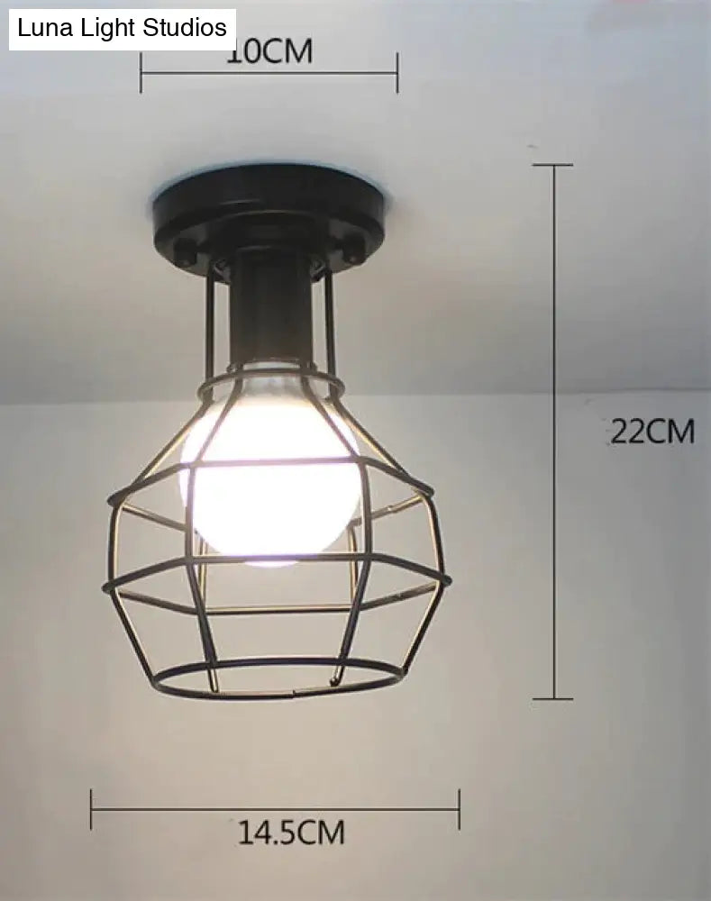 Vintage Ceiling Lights Lustre Luminaria Led Lamp Loft Iron Cage Fixtures Lighting 17