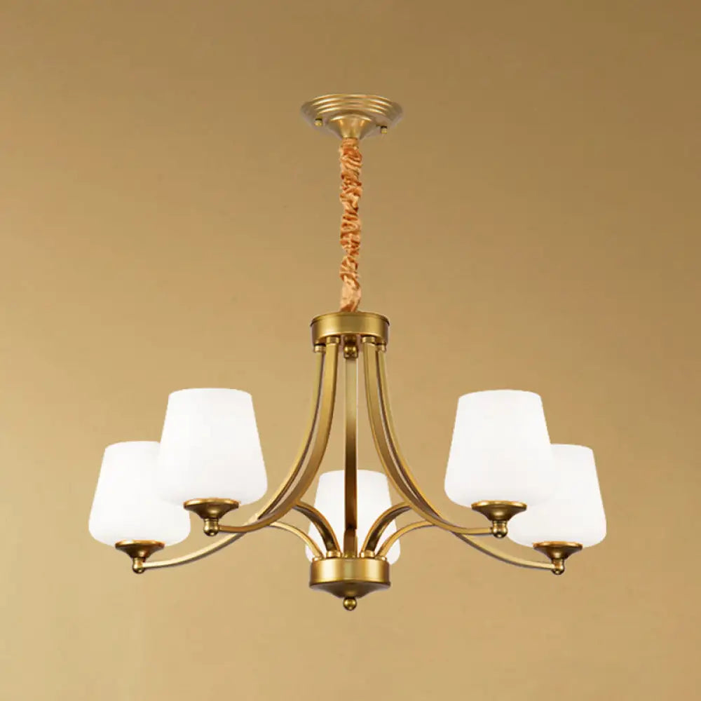Vintage Cream Glass Chandelier Pendant Light - Elegant Hanging For Living Room 5 / Gold