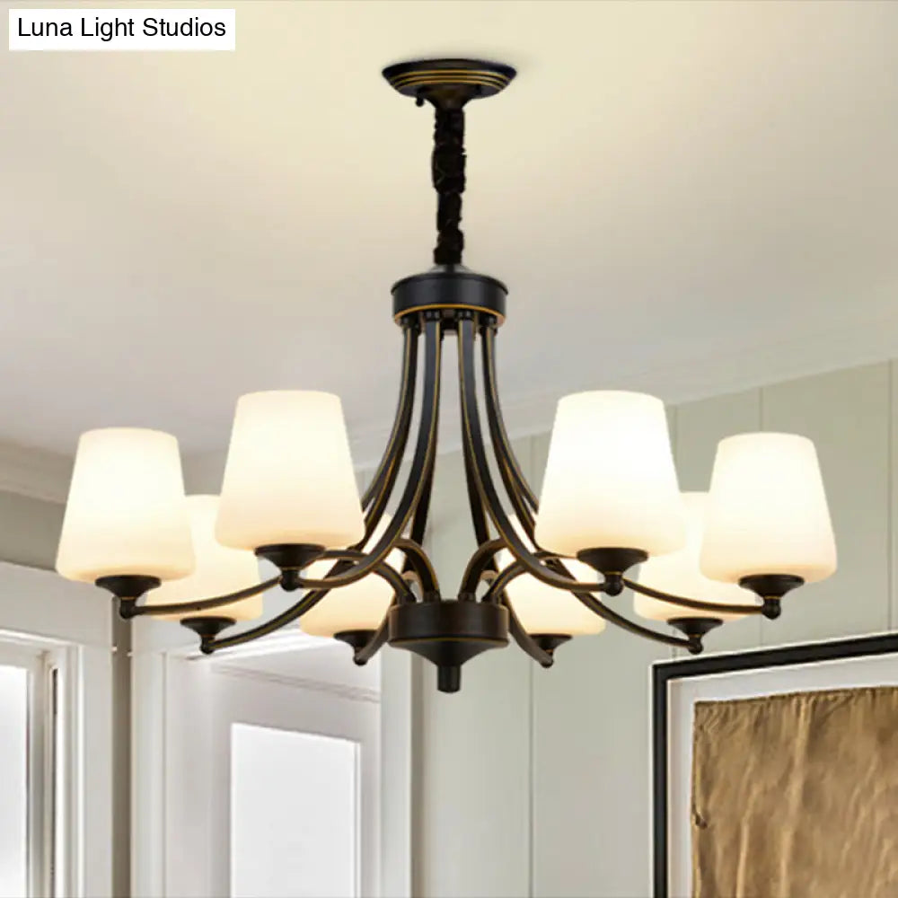 Vintage Cream Glass Chandelier Pendant Light - Elegant Hanging For Living Room