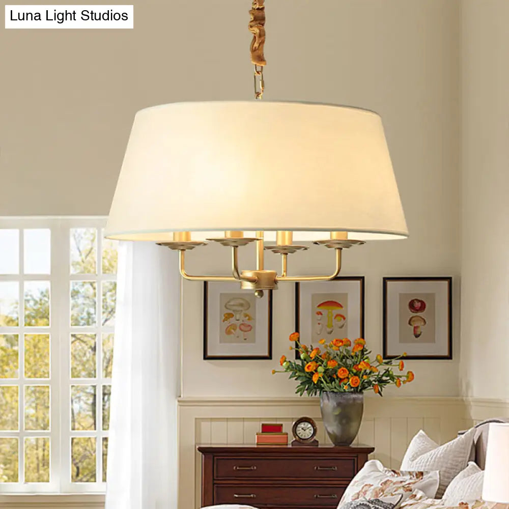 Vintage Fabric Pendant Chandelier - Elegant 4-Head Empire Shade Hanging Light For Bedroom