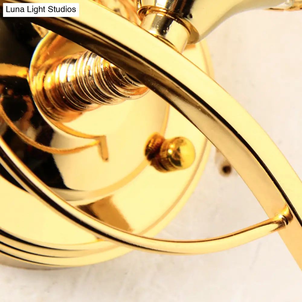 Vintage Style Metal Wall Sconce Light With Crystal Bead Deco - Chrome/Gold Finish